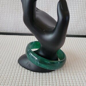 Emerald Green Smooth Stackable Round White Swirl Plastic Bangle Bracelet